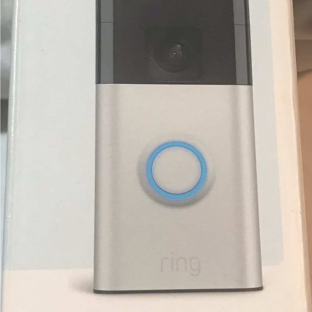 Ring Video Doorbell in Silver with Blue Ring Button